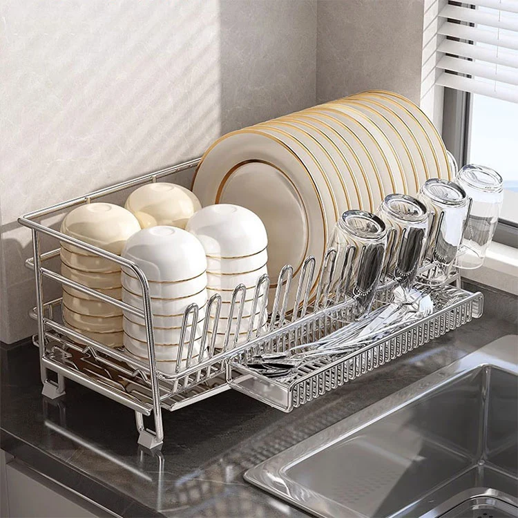 No-Assembly Adjustable Stainless Rack Dish Rack